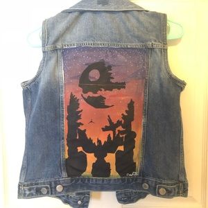 Hand painted Star Wars R 2 sunset denim vest
